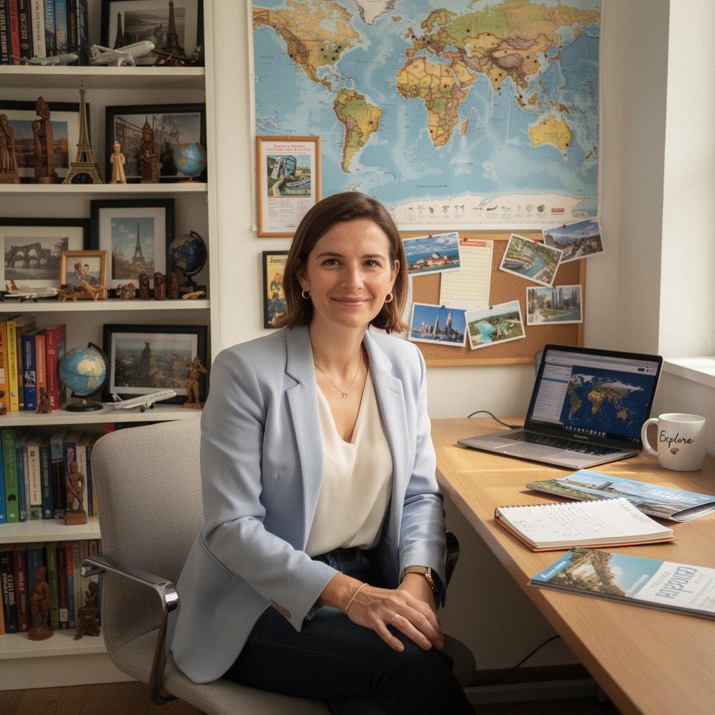 Zatrzymanie autobusu z logo usługi transportowej w malowniczej okolicy